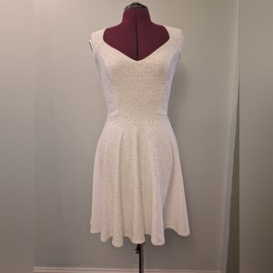 My Michelle Cream Fit and Flare Mini Dress Sweetheart Neckline Sleeveless